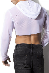 ALEXANDER COBB TRANSPARENT CROP HOODY WHITE