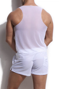 ALEXANDER COBB TRANSPARENT TANK TOP WHITE