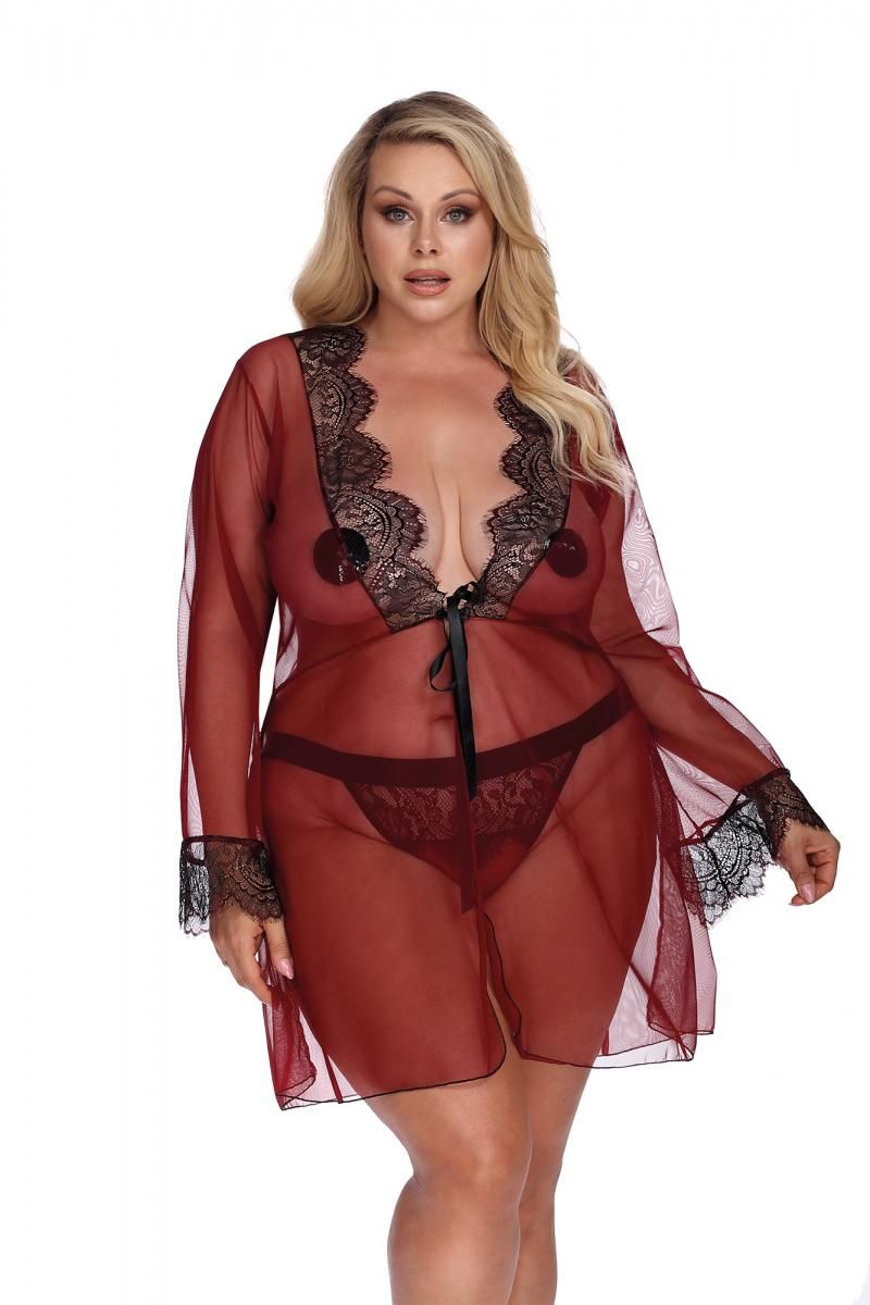 dark red Robe with lace AA052931 - 5XL/6XL-2