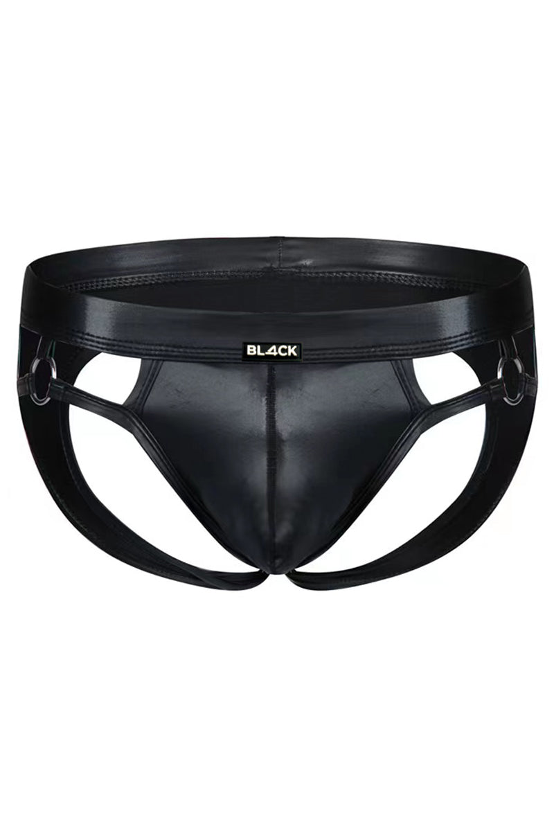 black wetlook jockstrap BL4CK02 - XL-0