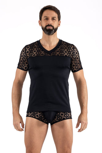 black mesh T-Shirt 2407-81 - XL-0