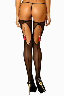 black Boudoir Stockings L/XL by Lolitta-0