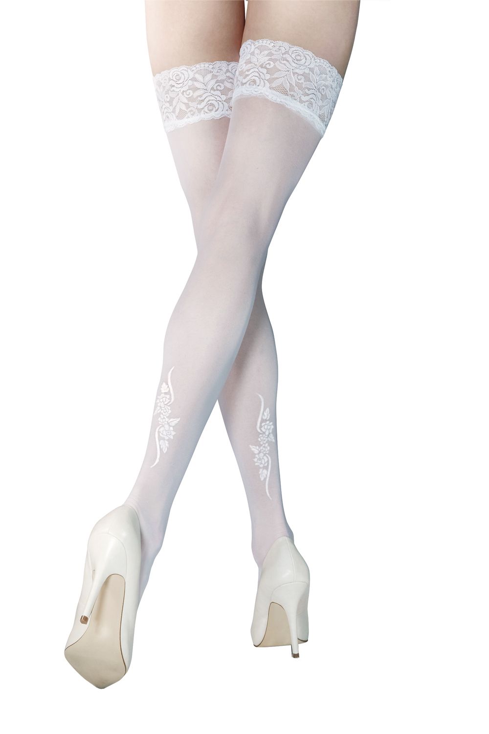 white Hold-ups Stockings Lisa T3/4-0