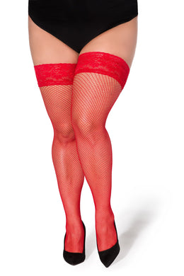 Hold-ups fishnet Stockings Christina red T9/10-0