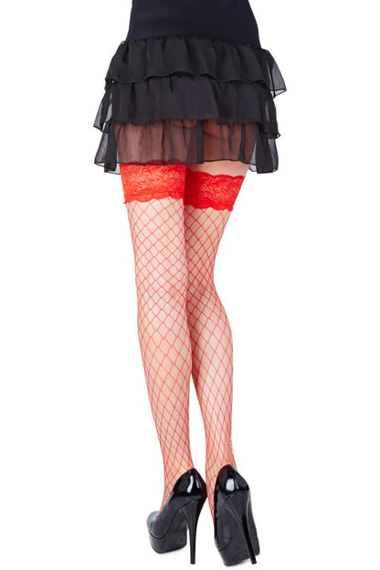 Hold-ups fishnet Stockings Rita red - T5/6-0