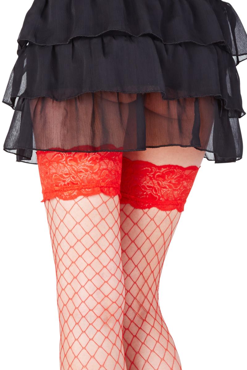 Hold-ups fishnet Stockings Rita red - T5/6-1