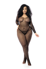 Long Sleeve Fishnet Bodystocking - MAL1102XBLK - OSX-0