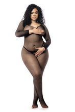 Long Sleeve Fishnet Bodystocking - MAL1102XBLK - OSX-2