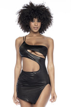 Sexy black dress in wet look fabric - MAL4587BLK - L/XL-0