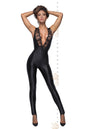 black Sleeveless powerwetlook overall with lace F167 - 3XL-0