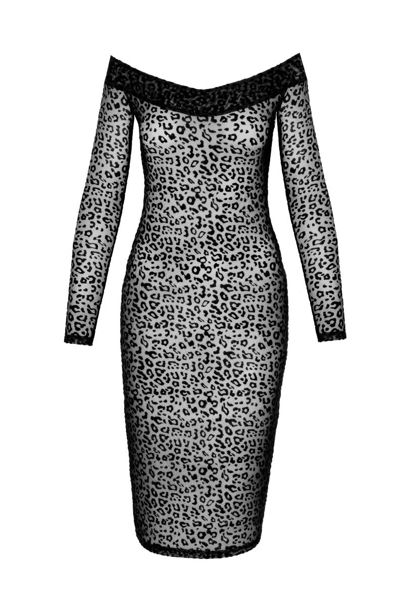 F284 Leopard flock midi-dress - 3XL-0