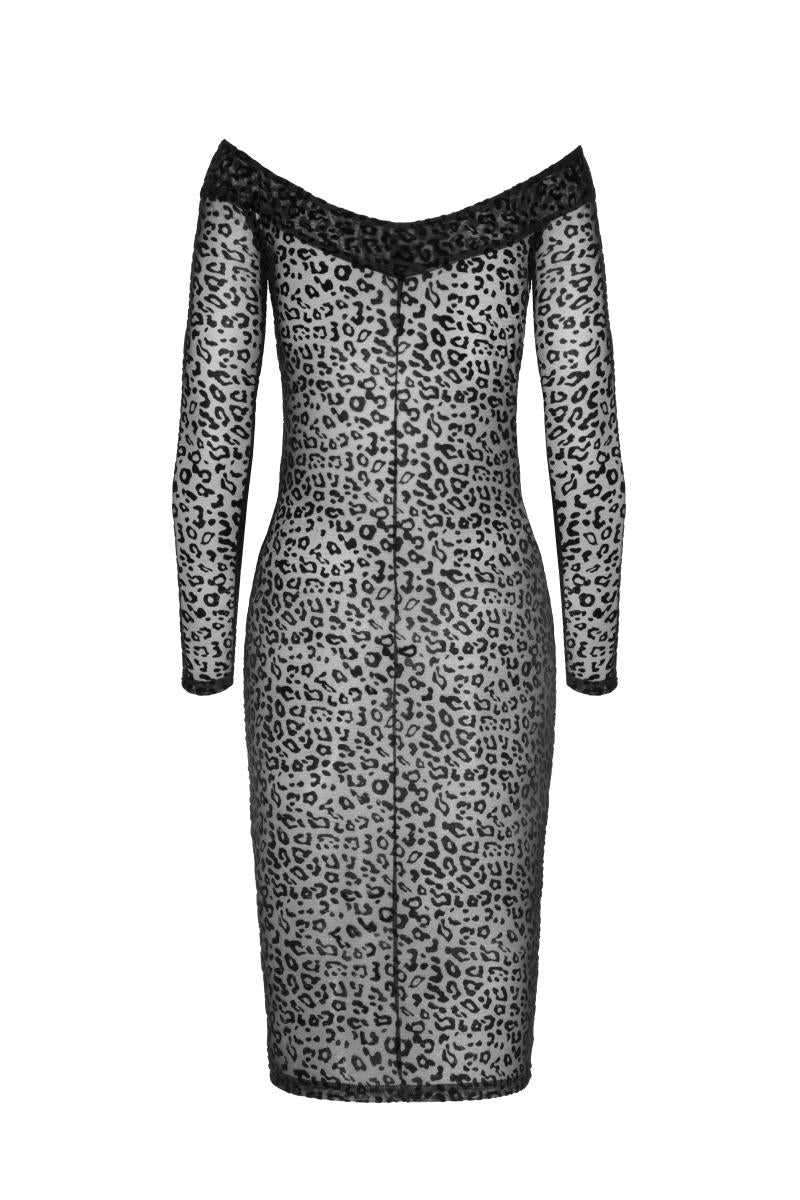 F284 Leopard flock midi-dress - 3XL-1