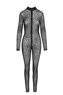 F285 Full body leopard flock catsuit - 3XL-0