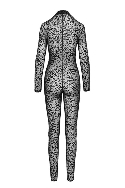 F285 Full body leopard flock catsuit - 3XL-1