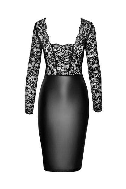 F295 Euphoria lace and wetlook midi dress - 3XL-0