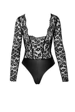 F296 Psyche bodysuit of lace and wetlook - 3XL-0