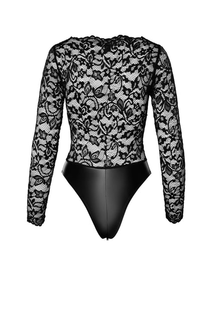 F296 Psyche bodysuit of lace and wetlook - 3XL-1