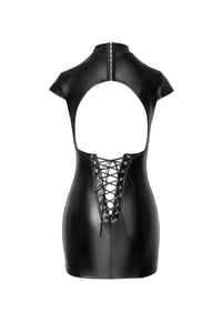 F309 Fantasy wetlook mini dress with lace up back - 3XL-1