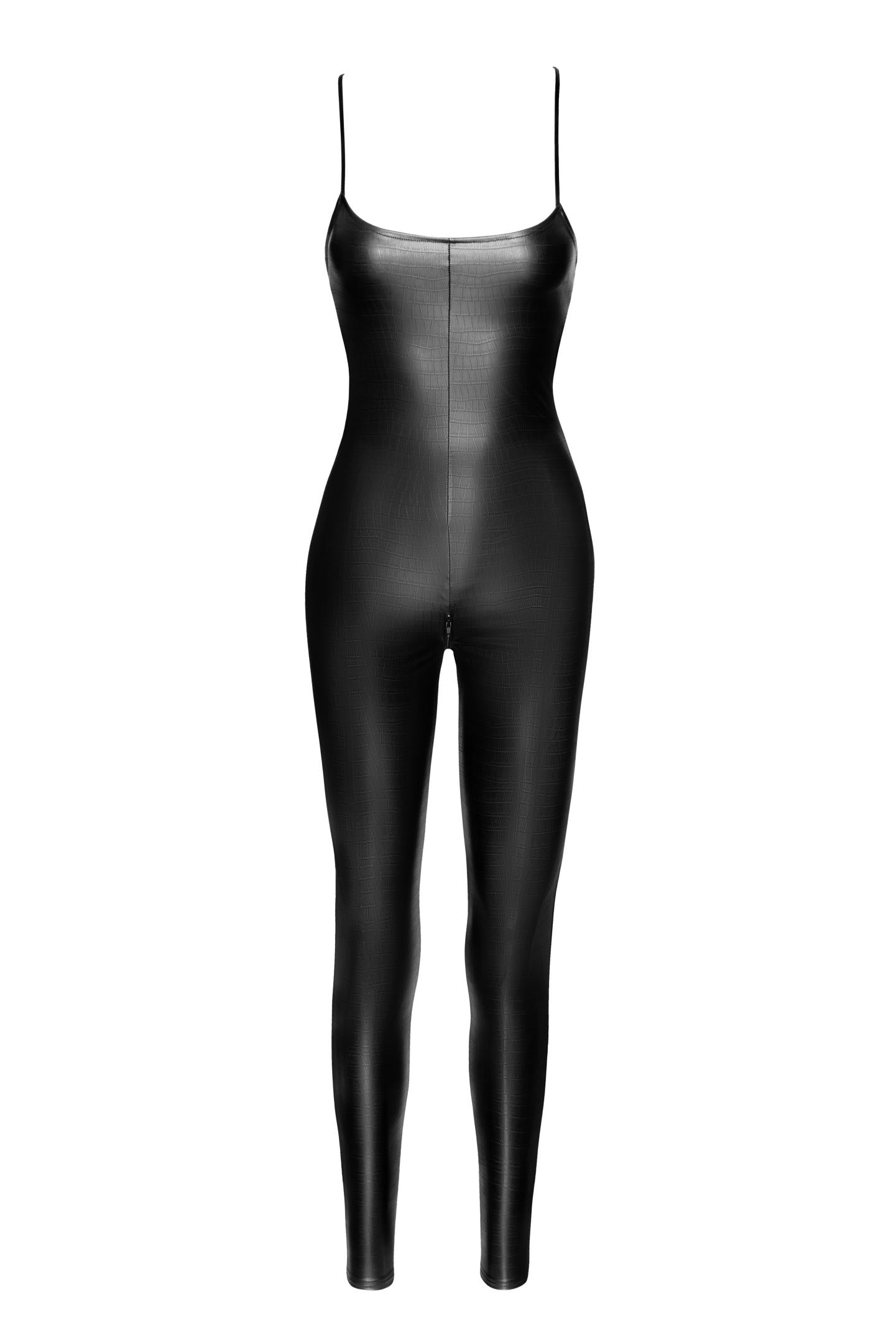 F316 Wild crocodile printed wetlook catsuit with lace up back - 3XL-0