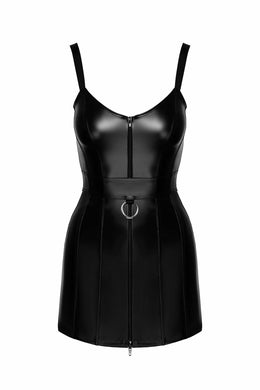 F320 Starlet wetlook minidress with ring belt - 3XL-0