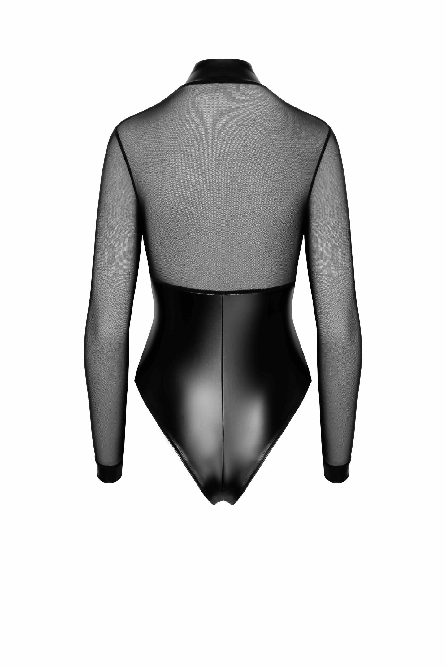 F321 Edge wetlook and mesh body with rings - 3XL-1