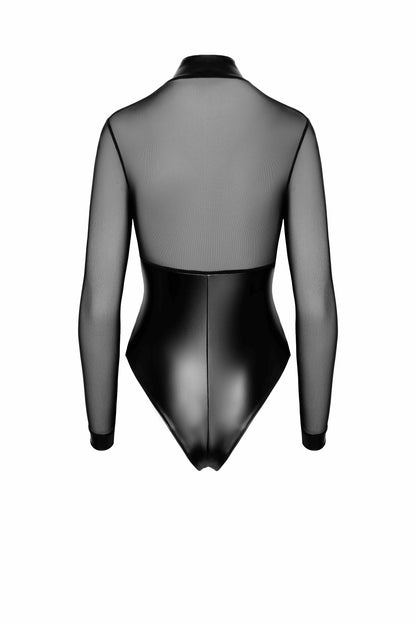 F321 Edge wetlook and mesh body with rings - 3XL-1