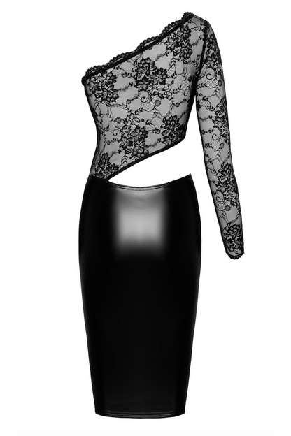 F339 Erotik lace and wetlook midi dress - 3XL-1