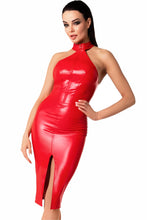 F354 Orgia red powerwetlook midi dress - 3XL-2