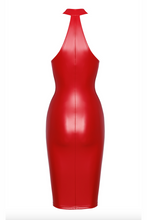 F354 Orgia red powerwetlook midi dress - 3XL-1