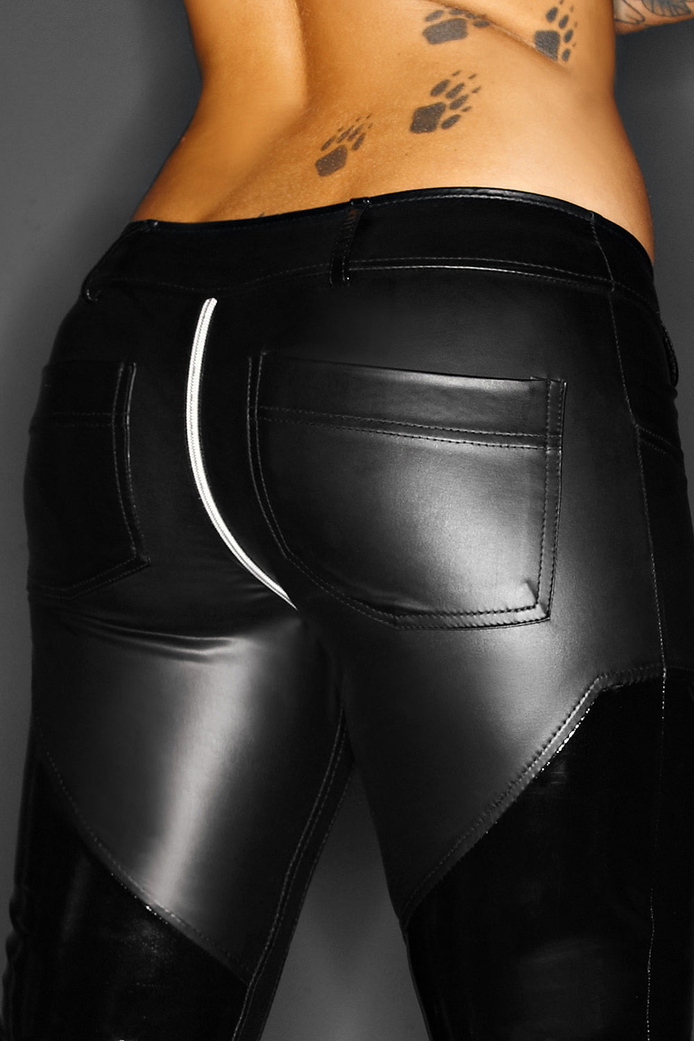 black long wetlook pants F115 L by Noir Handmade-5