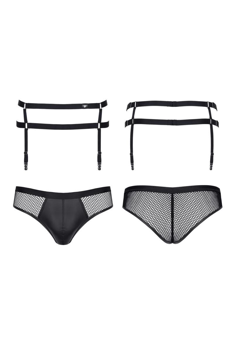 brief + garter belt CRDSET004 black Crossdresser - L-0