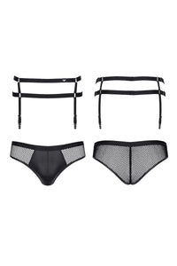 brief + garter belt CRDSET004 black Crossdresser - L-0