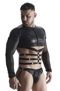 Men's long sleeve shirt with harness TSH019 black - XXL-0