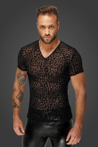 Leopard flock v-neck t-shirt H071 - 3XL-0
