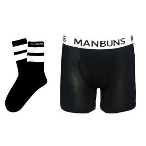 Men's Classic Black Boxer Brief Underwear with Pouch and Sock Set-0