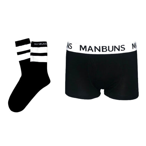 Men's Classic Black Boxer Trunk Underwear and Sock Set-0