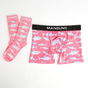 Men's Baby Shark Boxer Brief Underwear with Pouch and Sock Set-0